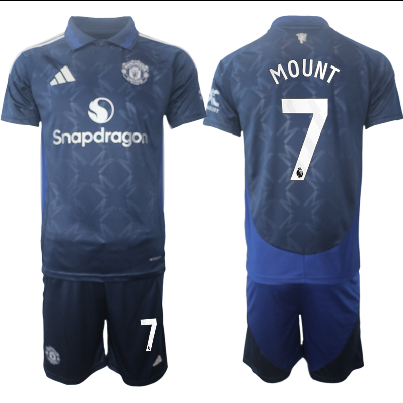 Men 2024-2025 Club Manchester United away blue #7 Soccer Jerseys